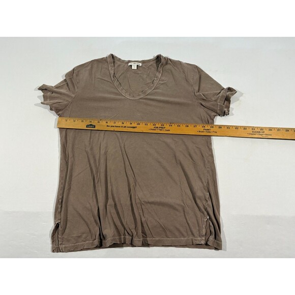 Standard James Perse Brown Cotton Crew Short Sleeve T-shirt Sz 1 Small USA Flaw - Picture 4 of 9